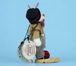 Ganz Cottage Collectibles MINIATURE TEDDY BEAR Hobo Clown With Tags & stand 3