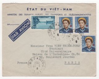 1952 Vietnam Air Mail Cover Saigon To Paris France