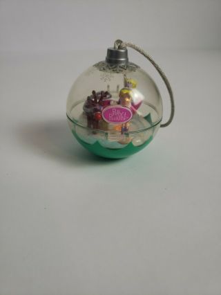 Polly Pocket 2002 Ornament Ball Sleigh Rudolph Glitter Reindeer Gifts Spins