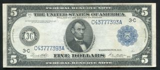 Fr.  855a 1914 $5 Five Dollars Frn Federal Reserve Note Philadelphia,  Pa Xf,