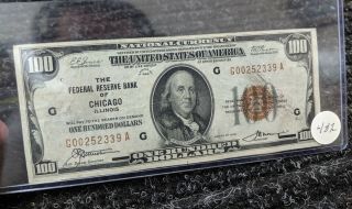 Series Of 1929 Us $100 National Currency Brown Seal - Better Grade - 482