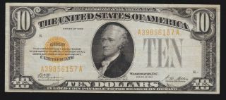Us 1928 $10 Gold Certificate Fr 2400 Vf (- 157)