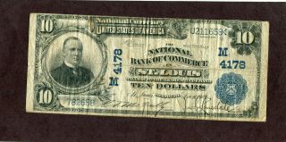 U.  S: $10.  00 - National Currency - 1902.  The National Bank Of Commerce,  St.  Louis