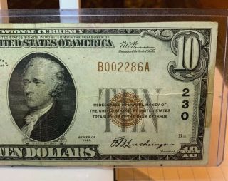 1929 THE FIRST NATIONAL BANK OF MONROE WISCONSIN $10 NOTE TEN DOLLAR NR 3