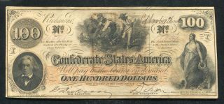 T - 41 1862 $100 One Hundred Dollars Csa Confederate States Of America “hoer” Au