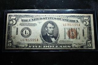 1934 A $5 Federal Reserve Note Hawaii