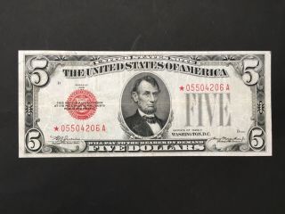 Us 1928 C $5 Dollar Star Note.