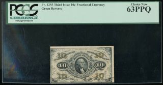 Us 10c Fractional Currency Note 3rd Issue Fr 1255 Pcgs Choice 63 Ppq