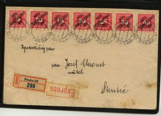 Czechoslovakia Overprinted Stamps On Express Registered Cover Hc0407