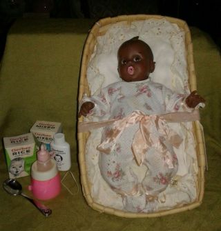 Gerber Afro - American Baby Doll,  12 " In Outfit & Basket W/ Accessories
