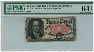 1875 Fifth Issue 50 Cent Fractional Currency Pmg Choice Uncirculated 64 Epq