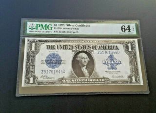 1923 $1 Large Size Silver Certificate Woods/white Pmg 64 Ch\unc Epq