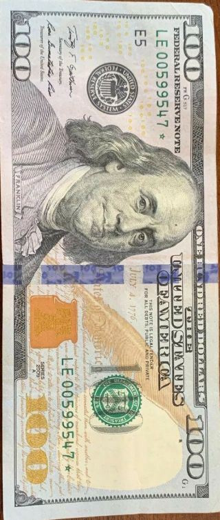 2009a $100 One Hundred Dollar Bill Star Note - Low Serial Number Le00599547