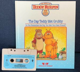 Teddy Ruxpin The Day Teddy Met Grubby Book W/ Cassette Tape Worlds Of Wonder Wow