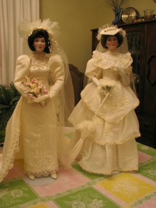 2 Classic Brides Of The Century Porcelain Dolls By Ellen Williams,  Ltd Ed