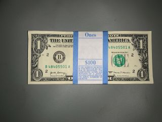 One Stack Of One Dollar $1 Notes Crisp Uncirculated From Bep Pack Out Of Brick