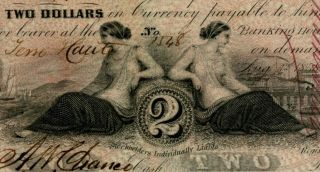 1858 $2 Terre Haute,  IN.  Commercial Exchange Bank.  PMG 63 2