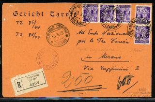 Italy Postal History Lot 3 1945 Reg 2.  50l Segnatasse Tarviso - Merano Caffaz $$