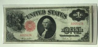 1917 Large $1 One Dollar U.  S,  Series Note Red Seal Bill