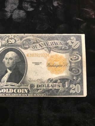 Fr - 1187 1922 $20 Large Size Gold Certificate & Bright