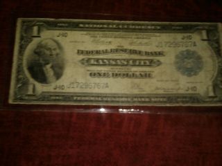 Fr - 739 1914 Series $1 Kansas City Federal Reserve Bank Note Pmg 15