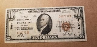 $10 1929 The First National Bank Of Princeton Ky Ch 3064