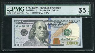 Fr.  2187 - L 2009 - A $100 Star Federal Reserve Note San Francisco,  Ca Pmg Au - 55epq