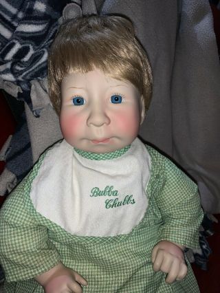 Lee Middleton Baby Doll 1986 Hand Signed Bubba Chubbs 2505 With Bib 23 "
