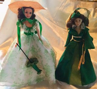 2 Gone With The Wind Scarlett Ohara Green Dresses Dolls