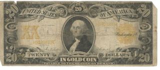 1922 $20 Twenty Dollar Large Size Gold Certificate Bank Note