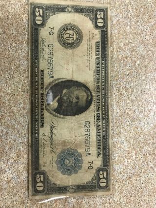 Series 1914 Fifty Dollar Federal Reserve Note $50 Large Size Note Chicago Il