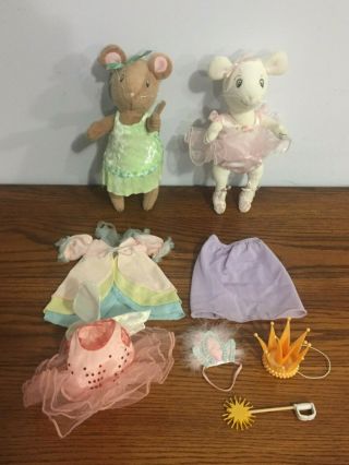 American Girl Pleasant Co 2002 Angelina Ballerina 2 Mouse Dolls Tutus Crown Wand