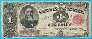 1891 Series $1 " Stanton " One Dollar Large Treasury Note Fr.  351 Tillman | Morgan
