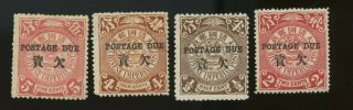 China 1904 Postage Due Overprints 4 Stamps,