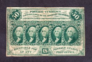 Us 50c Fractional Currency Note 1st Issue W/o " Abc " Fr 1313 Vf (- 110)