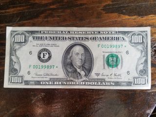 1969c $100 Star Note Low Serial One Hundred Dollar F00199897 Fancy Money