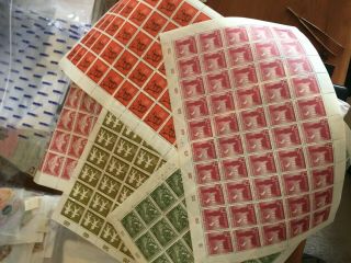 Germany Saar Saarland 5 Complete Stamp Sheets Nhm