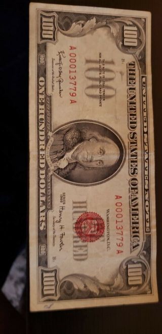 1966 - A,  $100,  One Hundred Dollar Bill / United States Note,