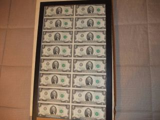 1976 Uncut Sheet Of 16 Us $2 Star Notes Low Numbers