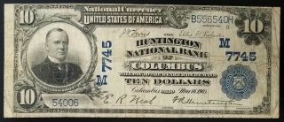 Series 1902 $10 National Currency,  Huntington National Bank Of Columbus,  Ohio