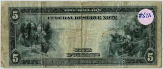 1914 $5 FIVE DOLLARS FRN FEDERAL RESERVE NOTE PHILADELPHIA,  PA 2