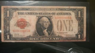 1928 $1 Red Seal Funny Back Us Note - See Photos