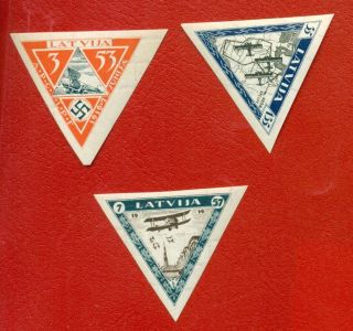 Latvia Lettland Set Of 3 Stamps 1933s Sc.  Cb18a - 20 Mnh Airmail 2228