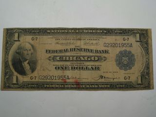 1918 $1 One Dollar National Large Size Note Chicago - No Holes.  25