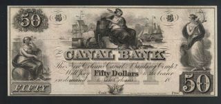 $50 Canal Bank Note Cu Orleans La Old Obsolete Usa Paper Money Bill Currency