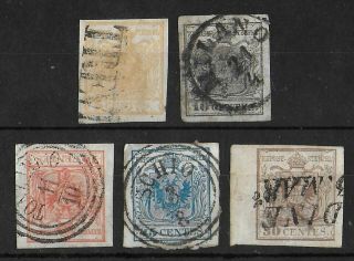 Lombardy & Venetia 1850 - 1857 Complete Set Of 5 Stamps Michel 1 - 5