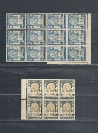 Siam/thailand.  Wat Jang Overprint Mnh 2 On 8st,  14 On 9 St Block Of 6,  12 1909