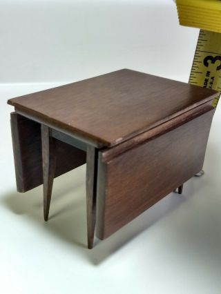 Vintage Miniature Wooden Drop Leaf Rectangle Table For Dollhouse or Doll 2