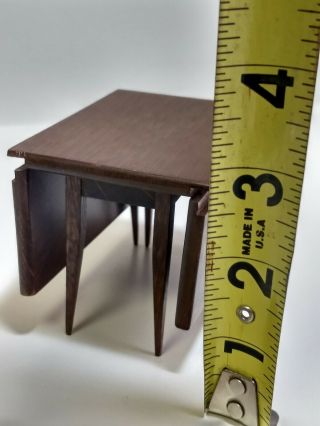 Vintage Miniature Wooden Drop Leaf Rectangle Table For Dollhouse or Doll 3