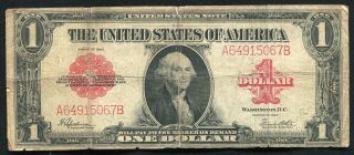 Fr.  40 1923 $1 One Dollar Red Seal Legal Tender United States Note (i)